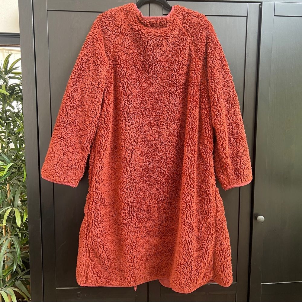 Anthropologie Women's Rust Red Fuzzy Teddy Coat Size Large NWT - Picture 6 of 10